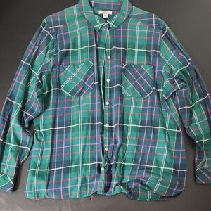 Croft & Barrow Men's Green and Blue Plaid Shirt